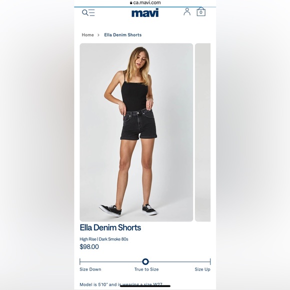 Mavi Jeans Black High Waisted Shorts (Size: 28) - Picture 7 of 9